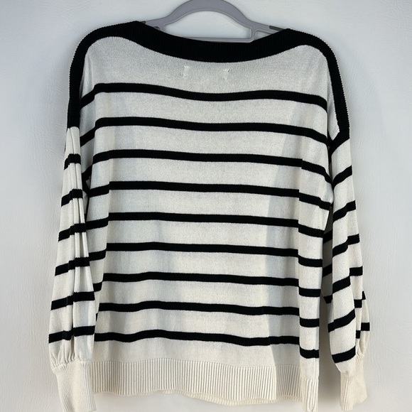 Loft Striped Ballon Sleeve Knit Top, M - Picture 5 of 9